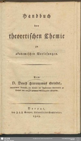 Handbuch der theoretischen Chemie zu akademischen Vorlesungen