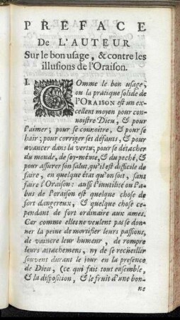 Preface De L'Auteur Sur le bon usage, & contre les illusions de l'Oraison.