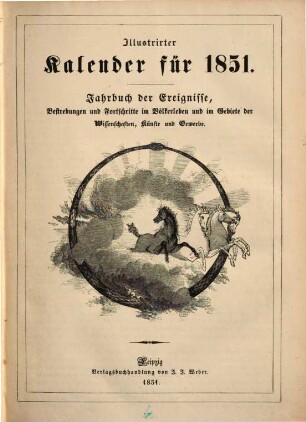Illustrierter Kalender : Jahrbuch d. Ereignisse, Bestrebungen u. Fortschritte im Völkerleben u. im Gebiete d. Wissenschaften, Künste u. Gewerbe. 1851