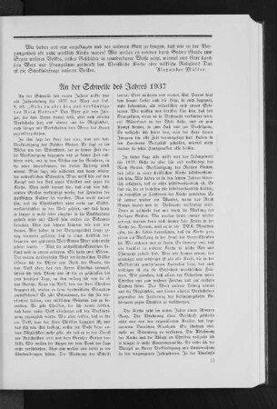 An der Schwelle des Jahres 1937