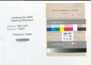 Entnazifizierung Walter Theimann , geb. 27.12.1897 (Polizeibeamter)