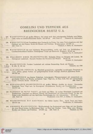Gobelins und Teppiche aus Rheinischem Besitz u.a. (Nr. 227-241)