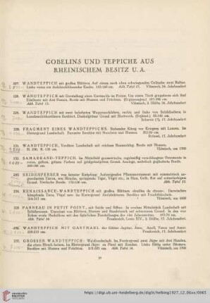 Gobelins und Teppiche aus Rheinischem Besitz u.a. (Nr. 227-241)