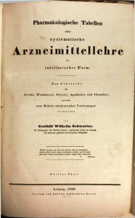 Pharmakologische Tabellen oder systematische Arzneimittellehre in tabellarischer Form, 2. Allgemeine Heilquellenlehre. Specielle Heilquellenlehre