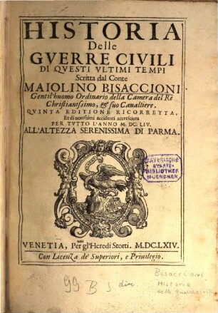 Historia delle guerre civili delli ultimi tempi