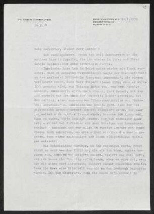 Brief von Erich Ebermayer an Gerhart Hauptmann