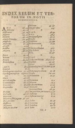 Index Rerum Et Verborum In Notis Memorabilium.