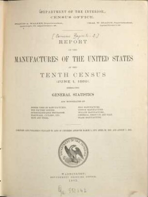 Census Reports : Department of the Interior. Census Office. Tenth Census. 1880, 2