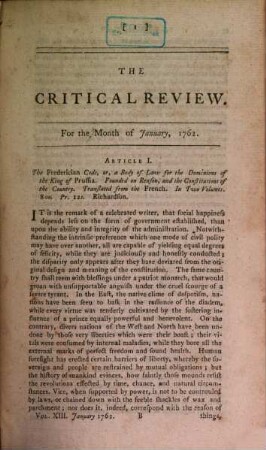 The critical review, or annals of literature. 13. 1762