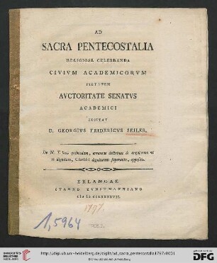 Ad sacra pentecostalia religiose celebranda civium academicorum pietatem auctoritate senatus excitaturus
