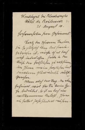 Brief von Hans Schreuer an Otto von Gierke, Wenduyne bei Blankenberghe, 21.8.1910