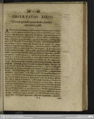 Observatio XXXVII. Clericus coram Indice seculari conveniri poßit