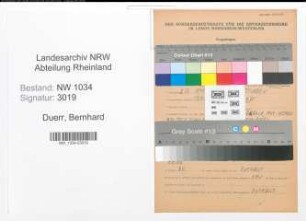 Entnazifizierung Bernhard Duerr , geb. 02.12.1894 (Hauptmann)