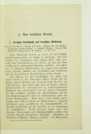 I. Aus deutschen Gauen