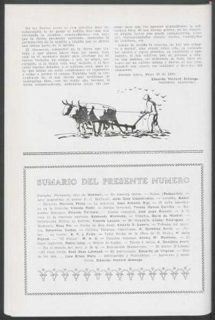 Sumario del presente numero
