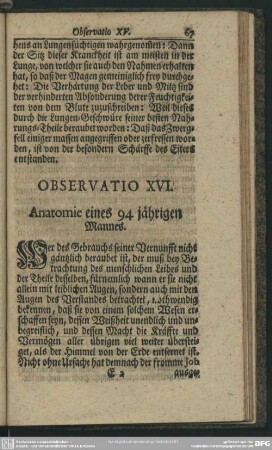 Observatio XVI. Anatomie eines 94. jährigen Mannes