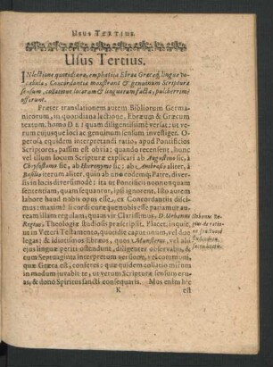 Usus Tertius. In lectione quotidiana, emphatica Ebraeae Graecaeque linguae vocabula ...