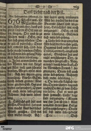 Dank-Lieder nach der Pest.