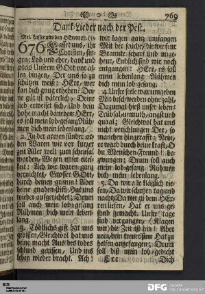 Dank-Lieder nach der Pest.