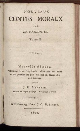 Tome II: Nouveaux Contes Moraux. Tome II