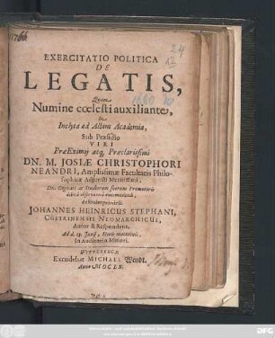 Exercitatio Politica De Legatis