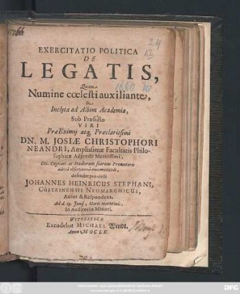 Exercitatio Politica De Legatis