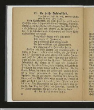 21. Er heißt Friedefürst