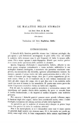 III. Le Malattie dello Stomaco[...]