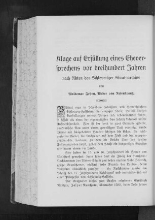 Klage auf Erfüllung eines Eheversprechens vor dreihundert Jahren nach Akten des Schleswiger Staatsarchivs