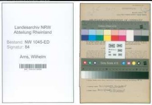 Entnazifizierung Wilhelm Arns , geb. 07.11.1890 (Lehrer)