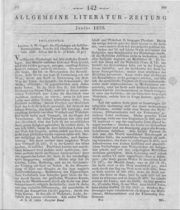Heinroth, J. C. A.: Die Psychologie als Selbsterkenntnißlehre. Leipzig: Vogel 1827
