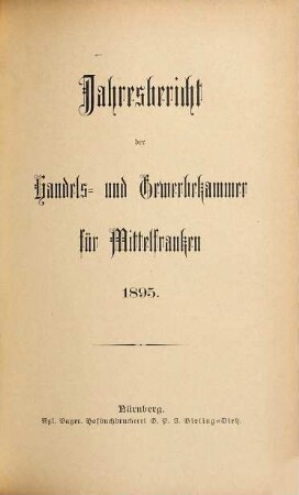 Jahresbericht der Handels- und Gewerbekammer für Mittelfranken. 1895
