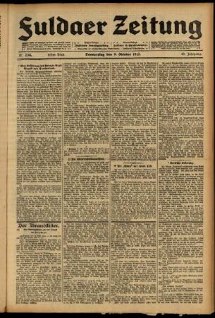 Erste Ausgabe vom Donnerstag, den 09. Oktober 1913.