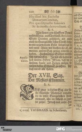 Der XVII. Satz: Der Meßias ist kommen