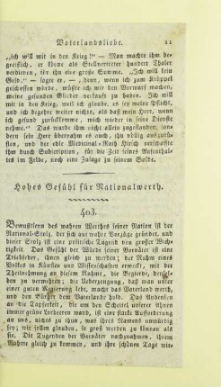 Hohes Gefühl für Nationalwerth
