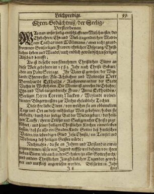 Ehren-Gedächtniß/ der Seelig-Verstorbenen.