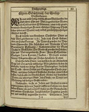 Ehren-Gedächtniß/ der Seelig-Verstorbenen.
