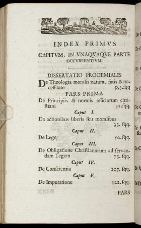 Index primus Capitum, in unaquaque parte occurrentium.