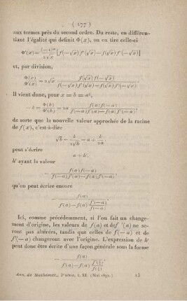 Sur le calcul par approximation des racines des équations numériques. Modification de la formule de Newton.