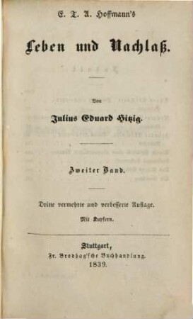 E. T. A. Hoffmann's Leben und Nachlaß, Zweiter Band