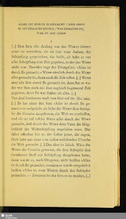 Alles Ist Durch Es Gemacht / Und Ohne Es Ist Gemacht Nichts / Was Gemacht Ist, War In Ihm Leben