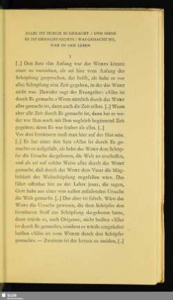 Alles Ist Durch Es Gemacht / Und Ohne Es Ist Gemacht Nichts / Was Gemacht Ist, War In Ihm Leben