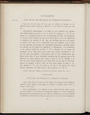 CCCCLXXVII. Don Juan de Villela au Marquis Spinola. Madrid, 1r mars 1628
