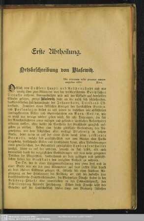 Erste Abtheilung. Ortsbeschreibung von Blasewitz