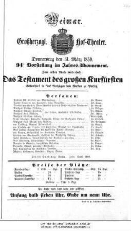Das Testament des großen Kurfürsten