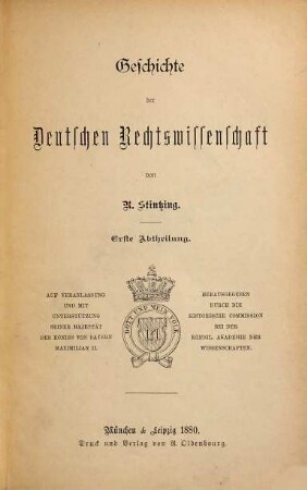 Geschichte der Deutschen Rechtswissenschaft, 1