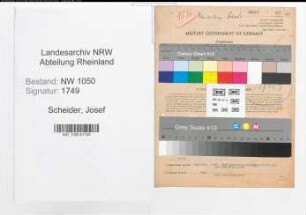 Entnazifizierung Josef Scheider , geb. 21.07.1888 (Rektor)