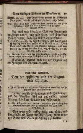 Siebenter Abschnitt. Von den Pflichten und der Tugend eines Christen.