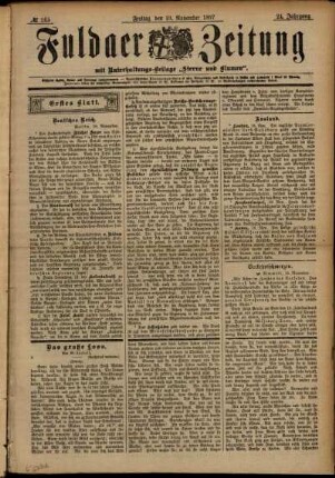 Erste Ausgabe vom Freitag, den 19. November 1897.