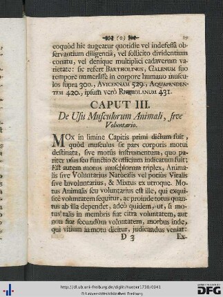 Caput III. De Usu Musculorum Animali, sive Voluntario.